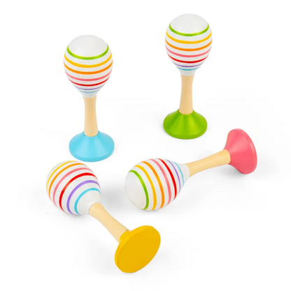 Set of colorful wooden maracas. KID'S WOODEN COLOURFUL JUNIOR MARACAS | BIGJIGS