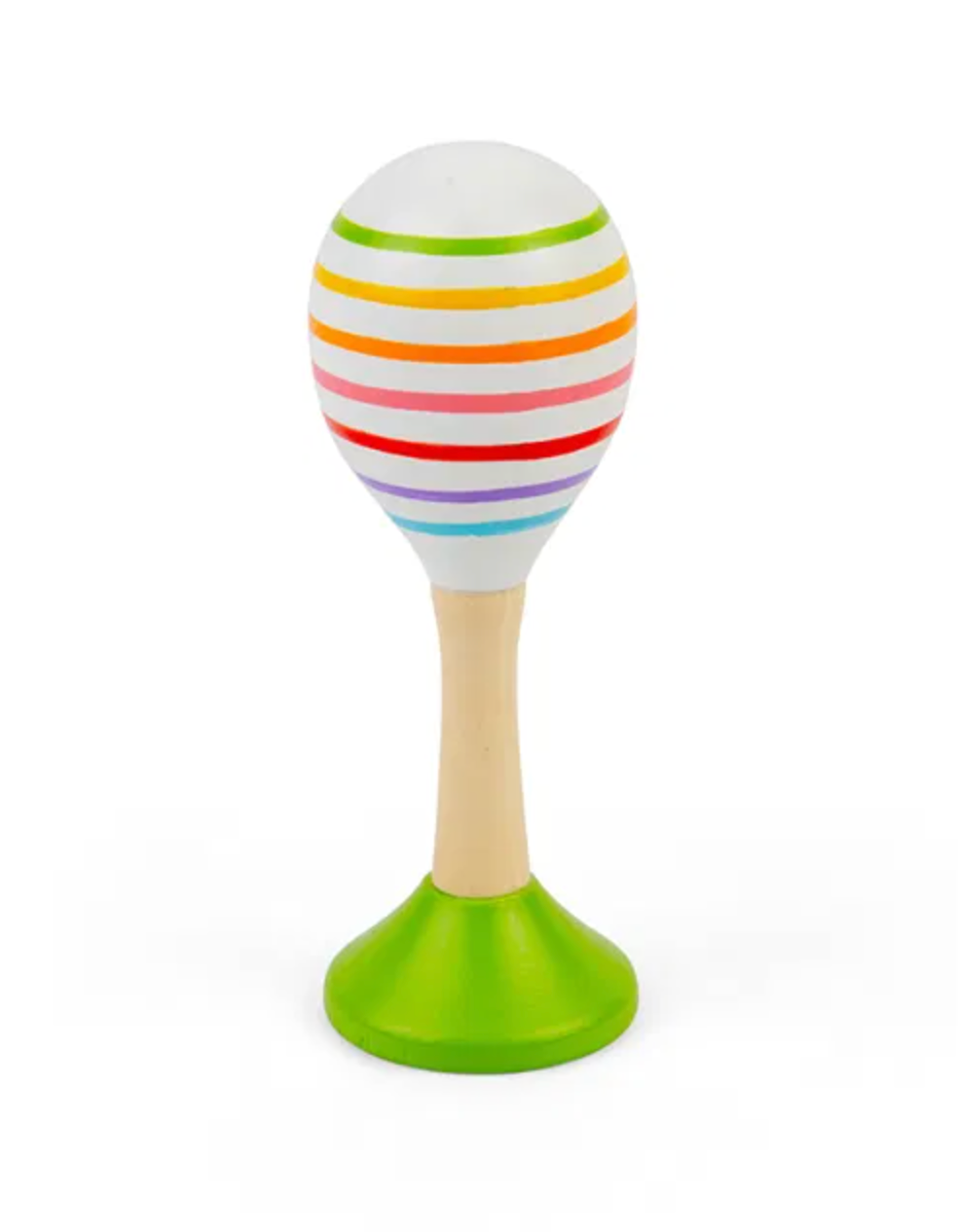 Colorful striped maraca. KID'S WOODEN COLOURFUL JUNIOR MARACAS | BIGJIGS