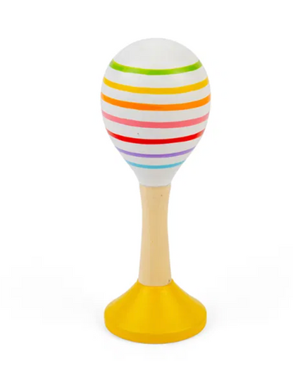 Colorful striped maraca. KID'S WOODEN COLOURFUL JUNIOR MARACAS | BIGJIGS