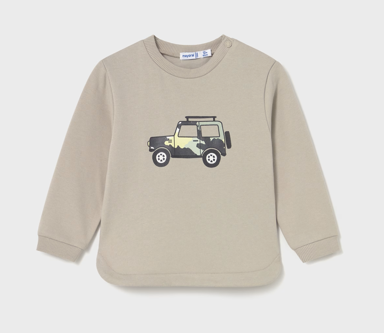 mayoral boys Beige sweatshirt with a car graphic 