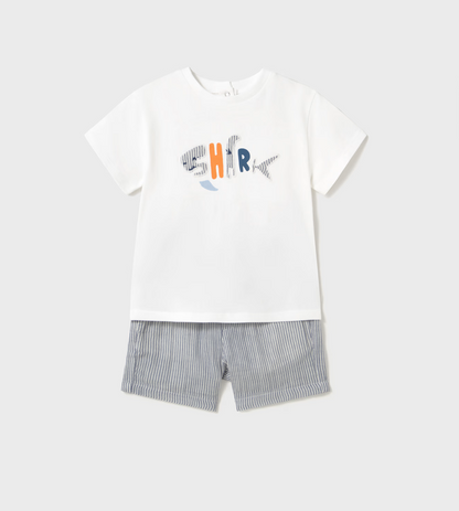 MAYORAL BABY BOY SHARK SHORT & T-SHIRT OUTFIT SET - BLUE
