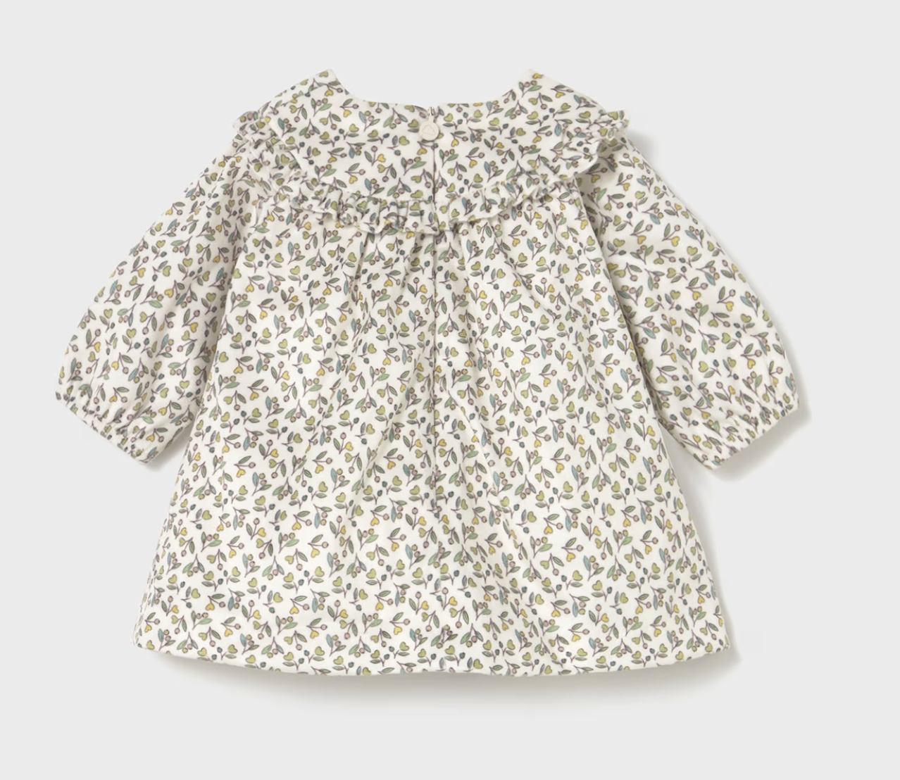 MAYORAL BABY GIRL PRINT VELVET DRESS - OLIVE
