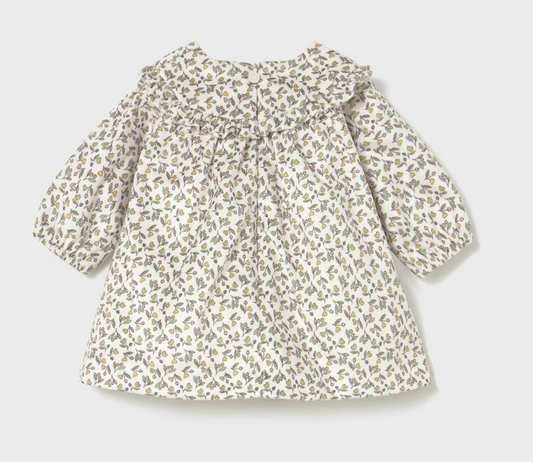 MAYORAL BABY GIRL PRINT VELVET DRESS - OLIVE