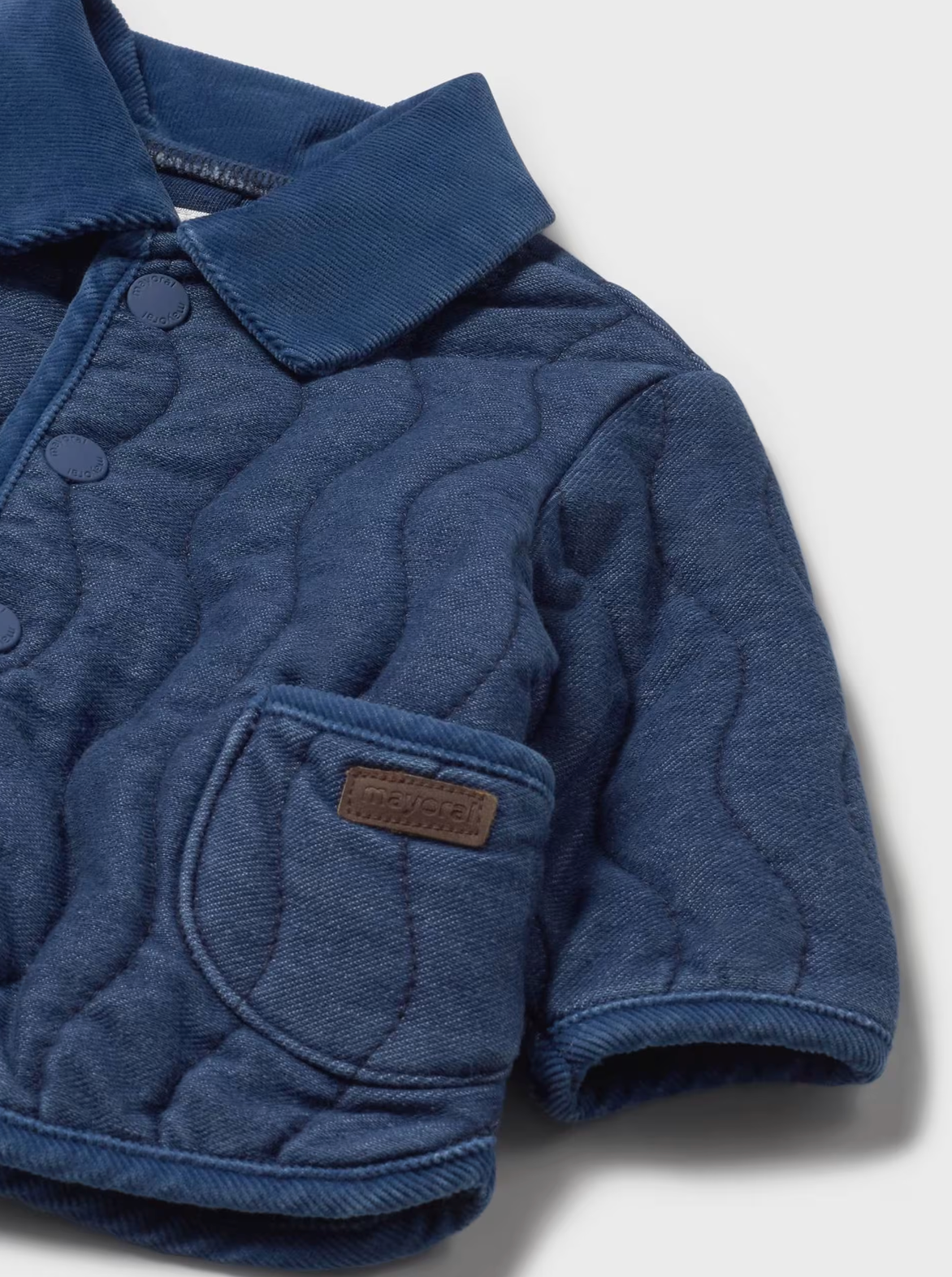 MAYORAL BABY UNISEX DENIM PADDED COAT JACKET WITH POPPERS