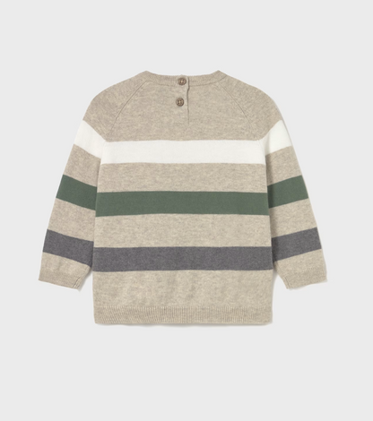 mayoral boys Striped sweater with beige, green, and grey colours 