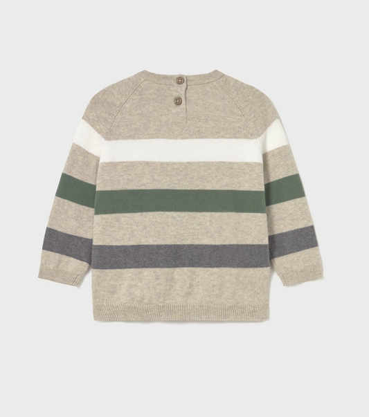 mayoral boys Striped sweater with beige, green, and grey colours 