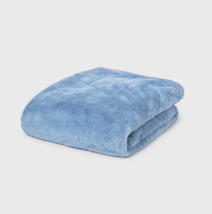 MAYORAL FAUX FUR BABY POM POM BLANKET - CLOUD BLUE