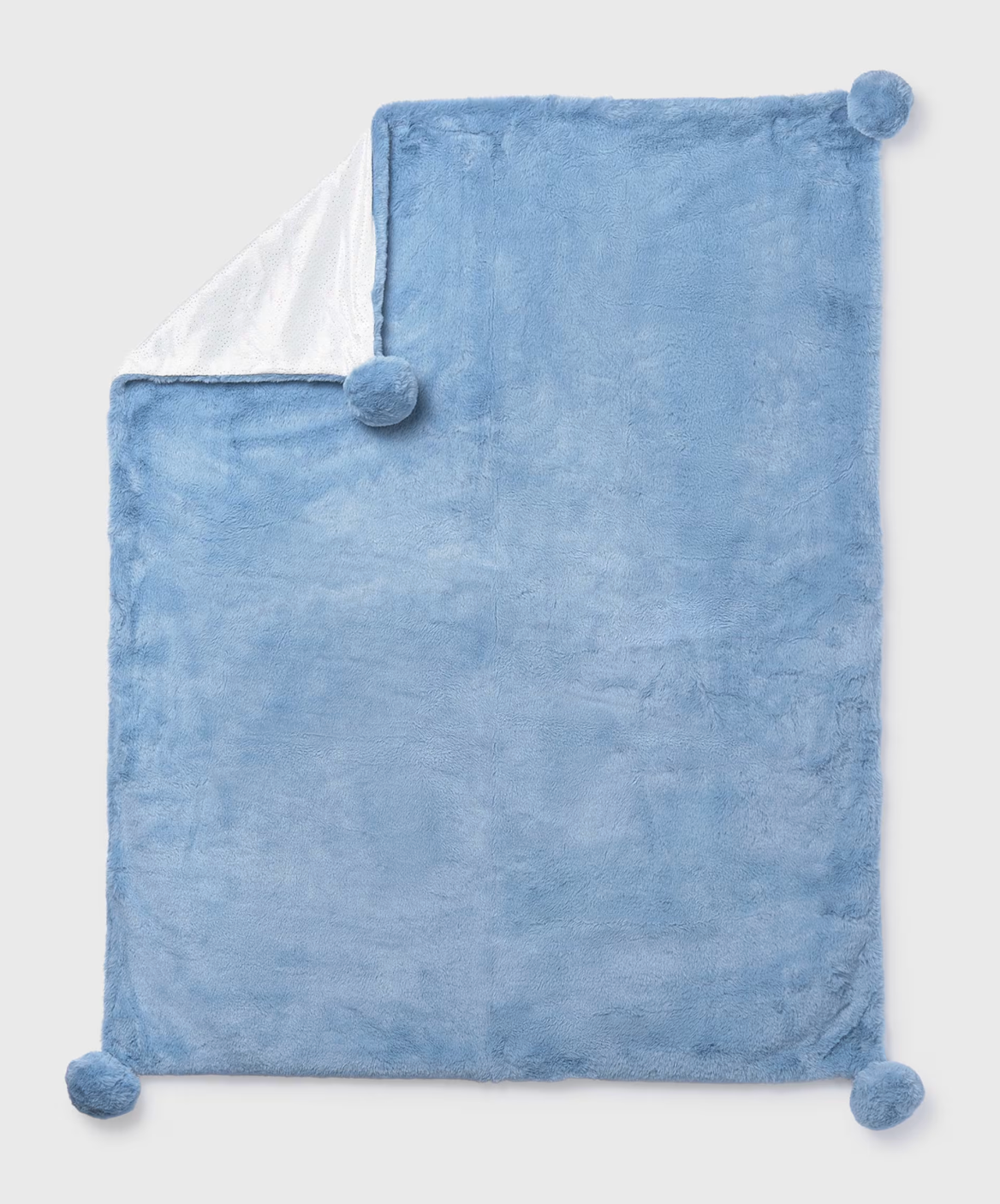 MAYORAL FAUX FUR BABY POM POM BLANKET - CLOUD BLUE