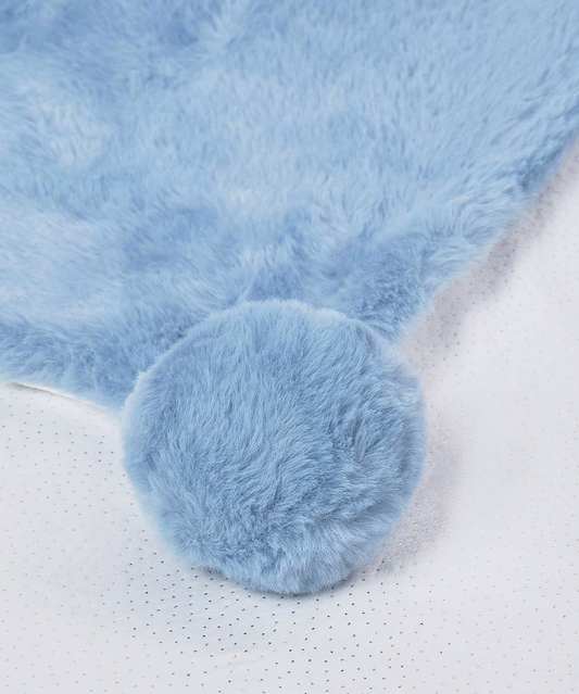 MAYORAL FAUX FUR BABY POM POM BLANKET - CLOUD BLUE