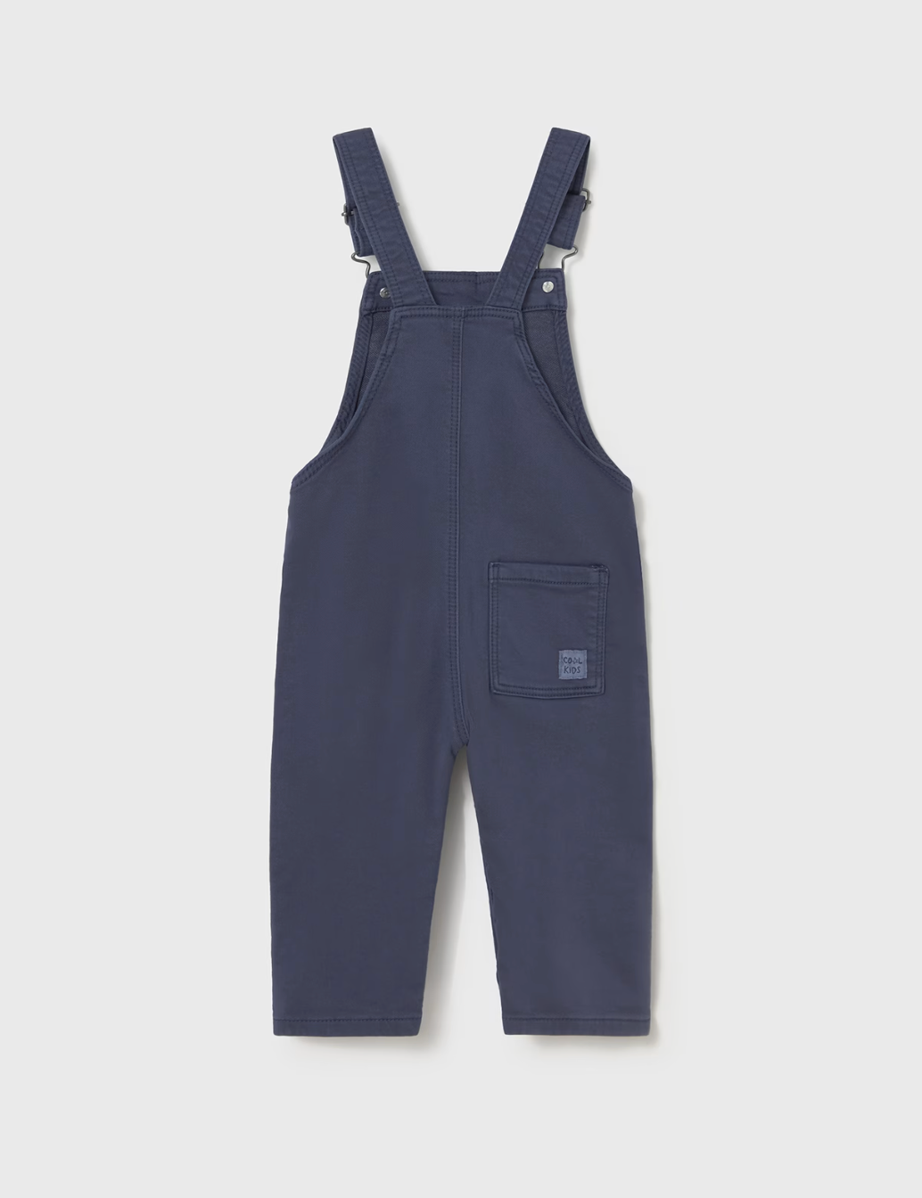 Back flat — plain back bib, single back patch pocket, Mayoral woven label. 