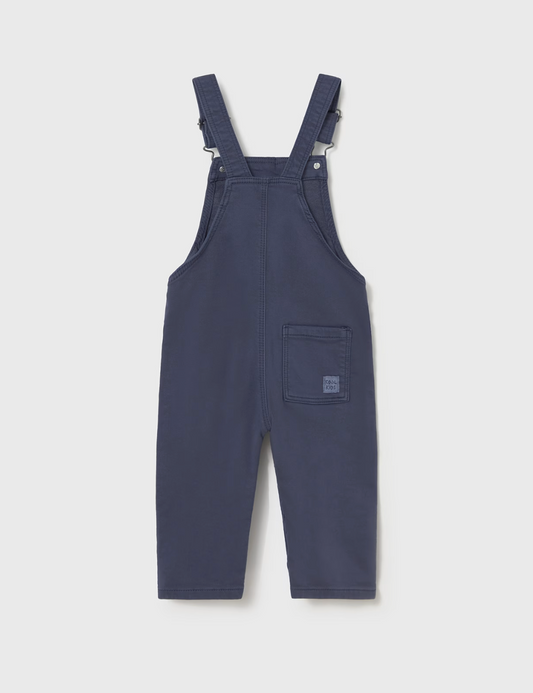 Back flat — plain back bib, single back patch pocket, Mayoral woven label. 