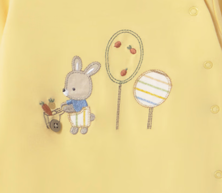 MAYORAL UNISEX RABBIT YELLOW BABY SLEEPSUIT WITH FEET