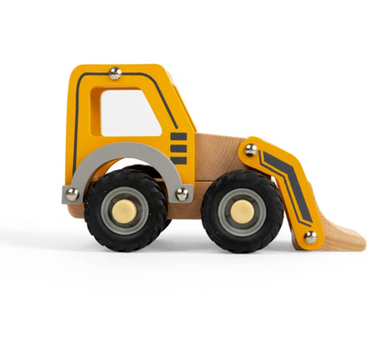 Wooden toy bulldozer. MINI WOODEN YELLOW DIGGER | BIGJIGS