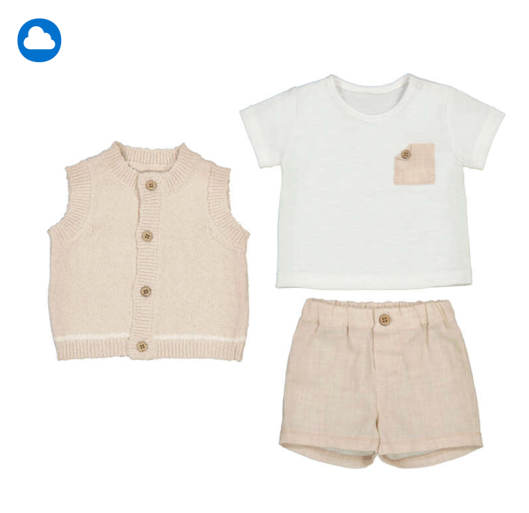 Mayoral Children's clothing set with vest, t-shirt, and shorts 