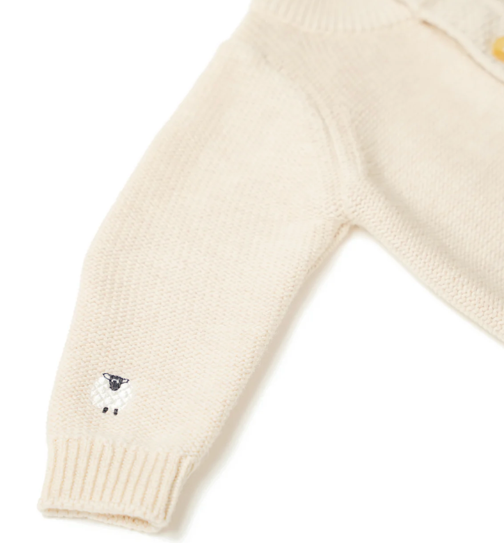 ORGANIC COTTON ON THE FARM EMBROIDERED CARDIGAN | ELEANOR CHARLES