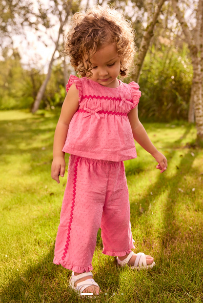 PINK & RED GIRLS TROUSER & TOP COTTON OUTFIT - MAYORAL