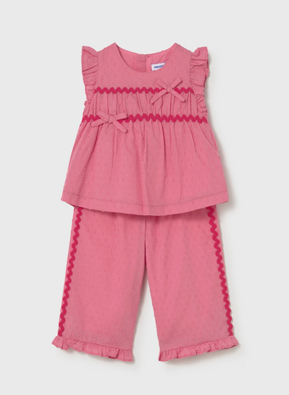 PINK & RED GIRLS TROUSER & TOP COTTON OUTFIT - MAYORAL
