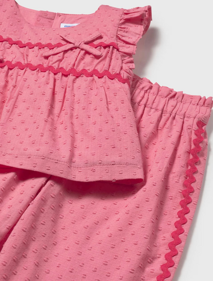 PINK & RED GIRLS TROUSER & TOP COTTON OUTFIT - MAYORAL