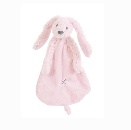 Pink plush bunny toy. RICHIE RABBIT SUPER SOFT TUTTLE COMFORTER - BABY PINK | HAPPY HORSE