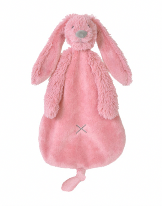 Pink plush bunny toy. RICHIE RABBIT SUPER SOFT TUTTLE COMFORTER - DEEP PINK | HAPPY HORSE
