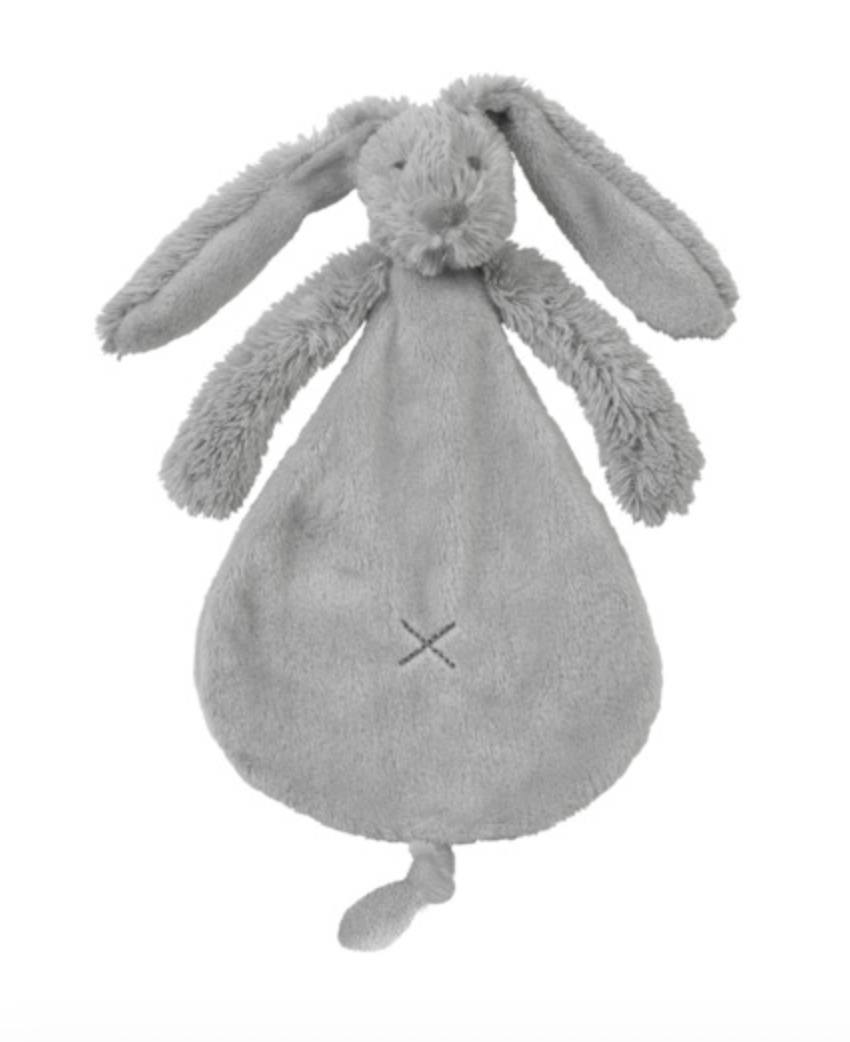 Grey plush bunny toy. RICHIE RABBIT SUPER SOFT TUTTLE COMFORTER - GREY | HAPPY HORSE