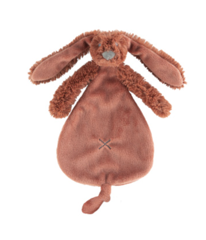 Brown plush bunny toy. RICHIE RABBIT SUPER SOFT TUTTLE COMFORTER - RUSTY | HAPPY HORSE