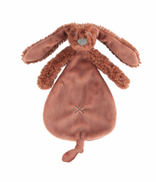 Brown plush bunny toy. RICHIE RABBIT SUPER SOFT TUTTLE COMFORTER - RUSTY | HAPPY HORSE