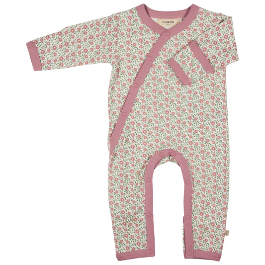 ORGANIC COTTON SLEEPSUIT - DITSY FLOWER PINK, 0-12 MONTHS