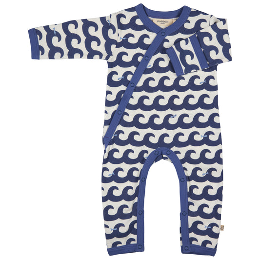 ORGANIC COTTON SLEEPSUIT - WAVE, 0-12 MONTHS
