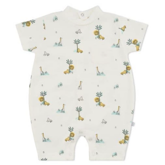 COTTON JUNGLE FRIENDS ROMPER - 100% COTTON BABY OUTFIT, 0–6 MONTHS