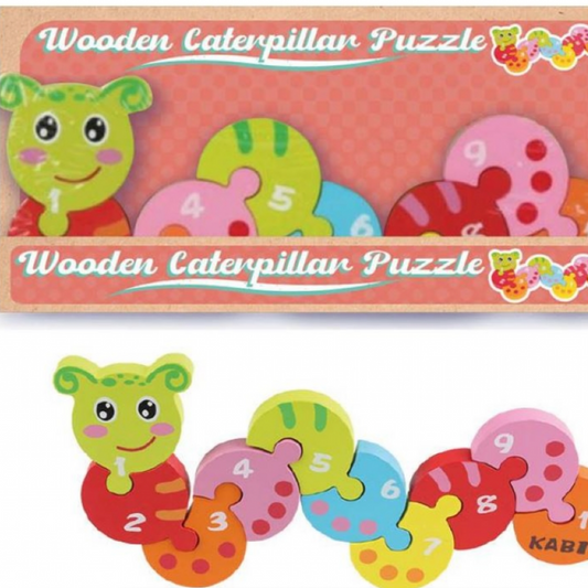WOODEN CATERPILLAR NUMBER PUZZLE