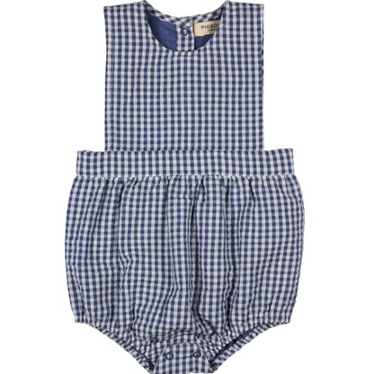 ORGANIC SEERSUCKER BIB ROMPER - 100% GOTS COTTON, BIB-FRONT BABY ROMPER 0-12 MONTHS