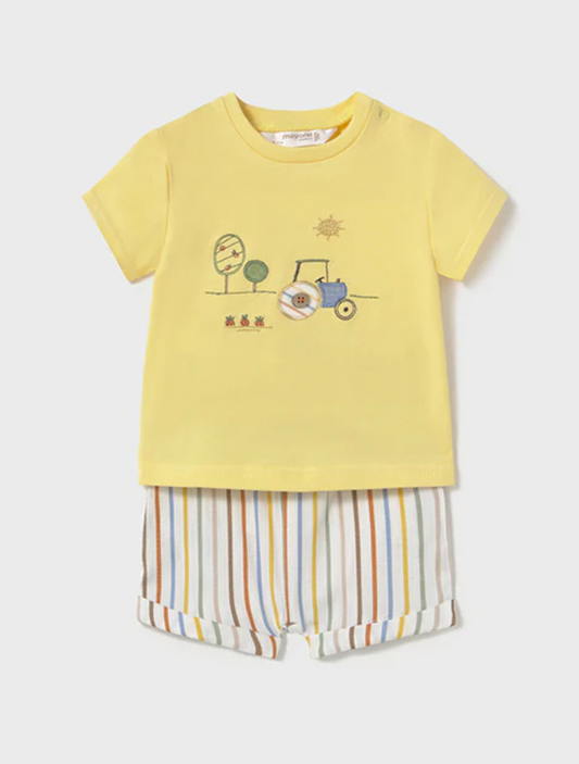 MAYORAL YELLOW TRACTOR SHORT SET