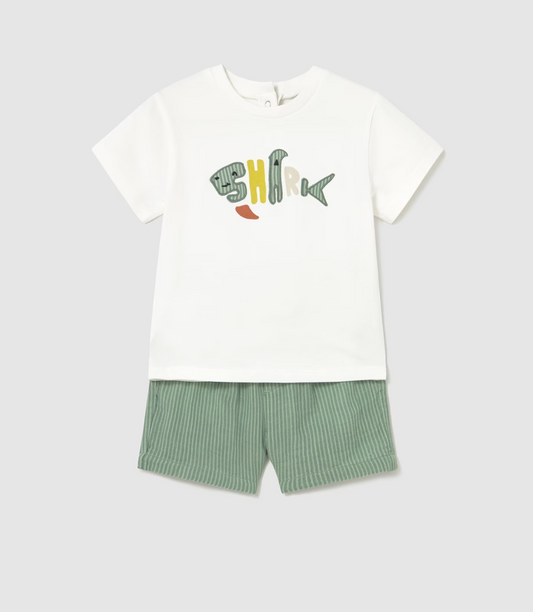 MAYORAL BABY SHARK SHORT & T-SHIRT SET - GREEN