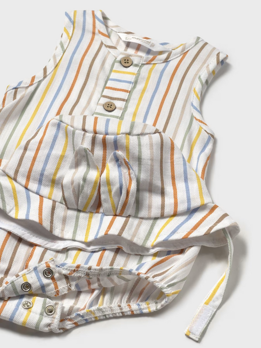 MAYORAL NEWBORN STRIPE ROMPER WITH HAT