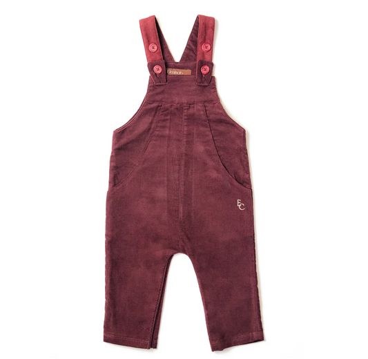 BURGUNDY BUTTON CORD DUNGAREES