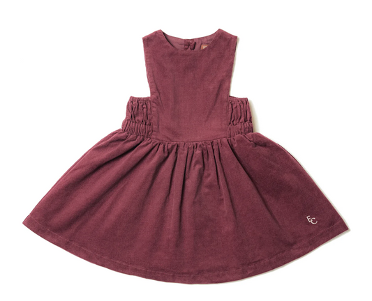 BURGUNDY CORD PINAFORE DRESS