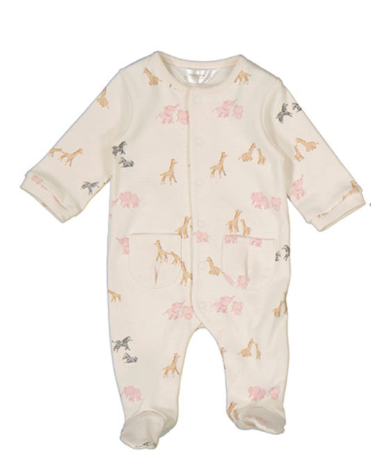 MAYORAL COTTON SLEEPSUIT - PINK NEUTRAL JUNGLE