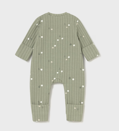 MAYORAL NEWBORN UNISEX ZIP SLEEPSUIT - SAGE