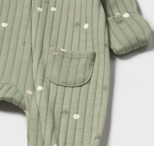 MAYORAL NEWBORN UNISEX ZIP SLEEPSUIT - SAGE