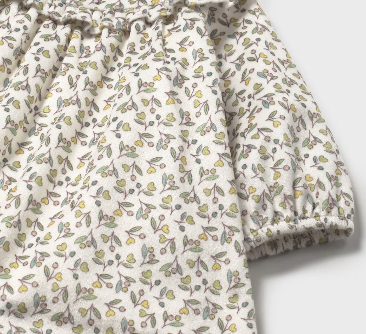 MAYORAL BABY GIRL PRINT VELVET DRESS - OLIVE