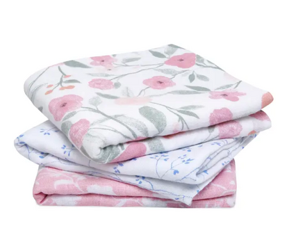 AIDEN + ANAIS 3 PACK MUSLIN SQUARES - MA FLEUR