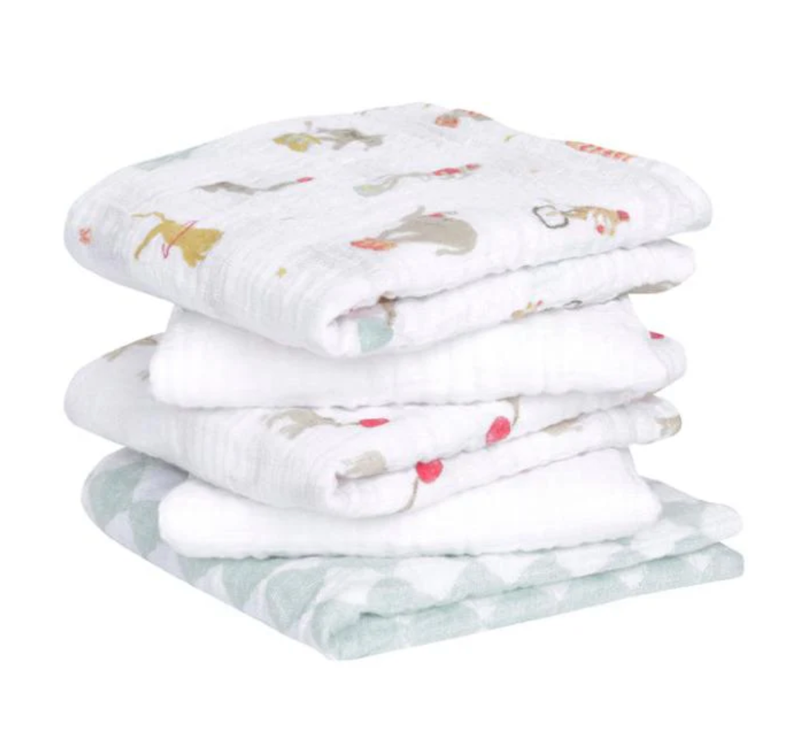 ADEN + ANAIS 5 PACK MUSLIN SQUARES - ELEPHANT CIRCUS