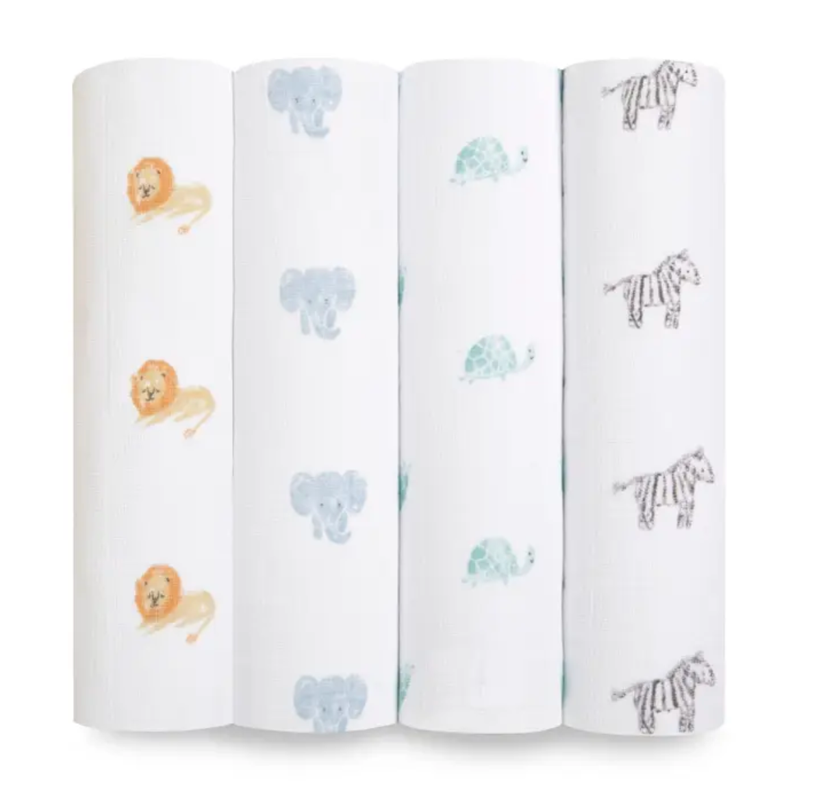 ADEN + ANAIS 4 PACK ORGANIC COTTON SWADDLES - ANIMAL KINGDOM