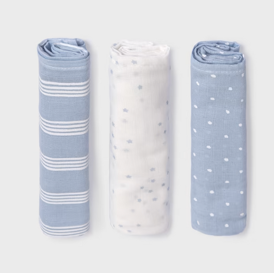 MAYORAL 3 PACK MUSLIN SET - SKY BLUE