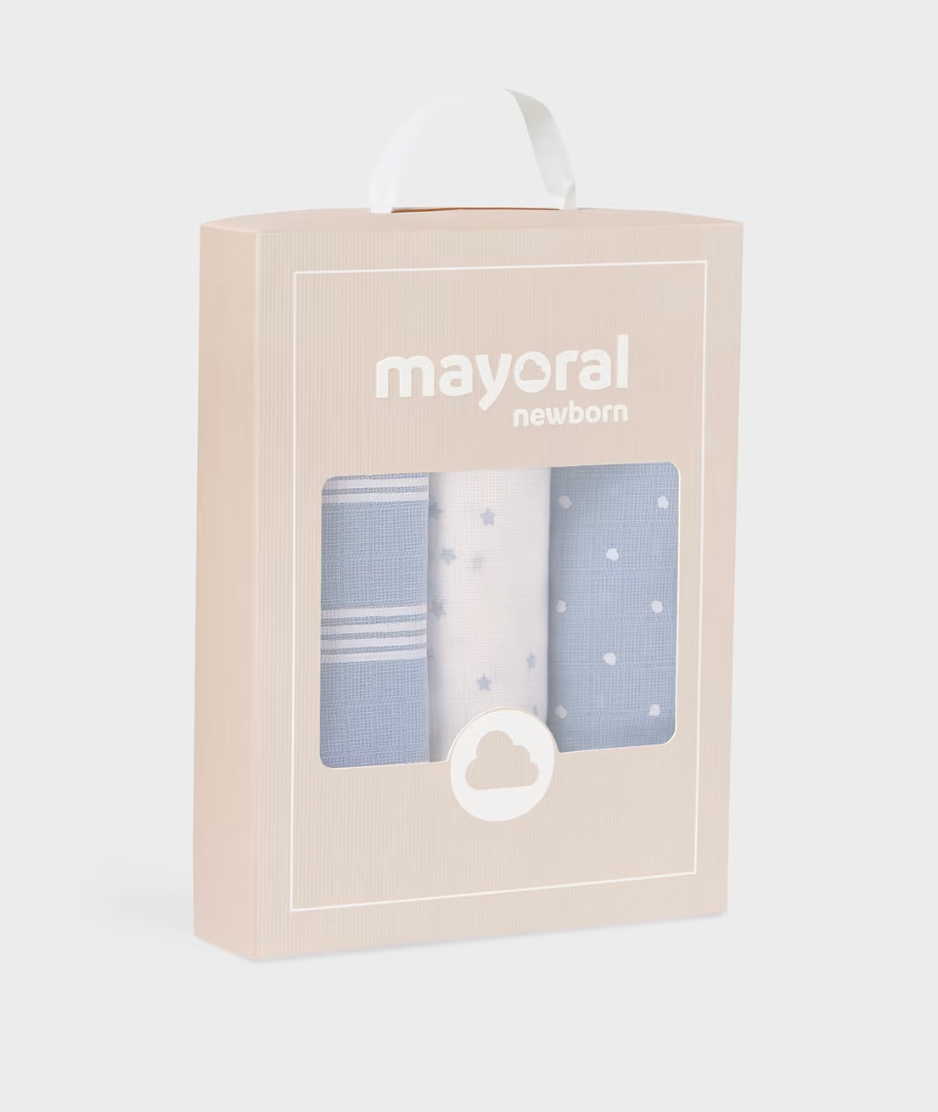 MAYORAL 3 PACK MUSLIN SET - SKY BLUE