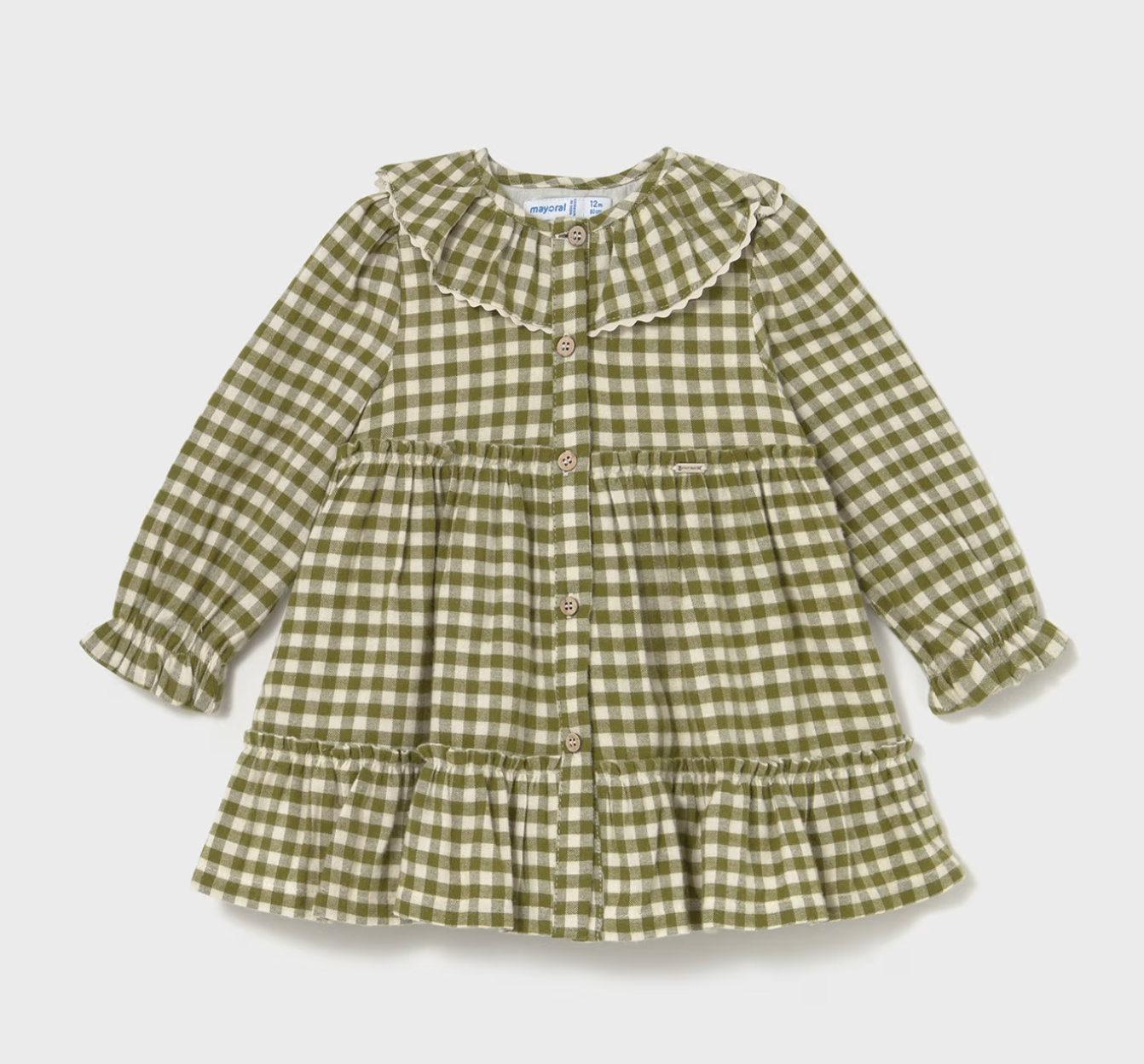 MAYORAL GIRLS GINGHAM DRESS - OLIVE