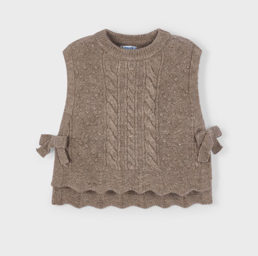 MAYORAL NEUTRAL KNITTED SWEATER VEST WITH BOWS