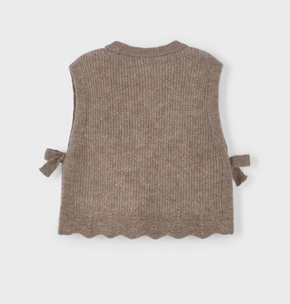 MAYORAL NEUTRAL KNITTED SWEATER VEST WITH BOWS