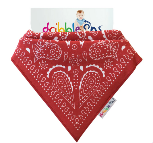 DRIBBLE ONS BIB - PAISLY RED
